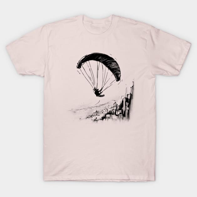 City on a Hill - Paragliding T-Shirt by TheWanderingFools